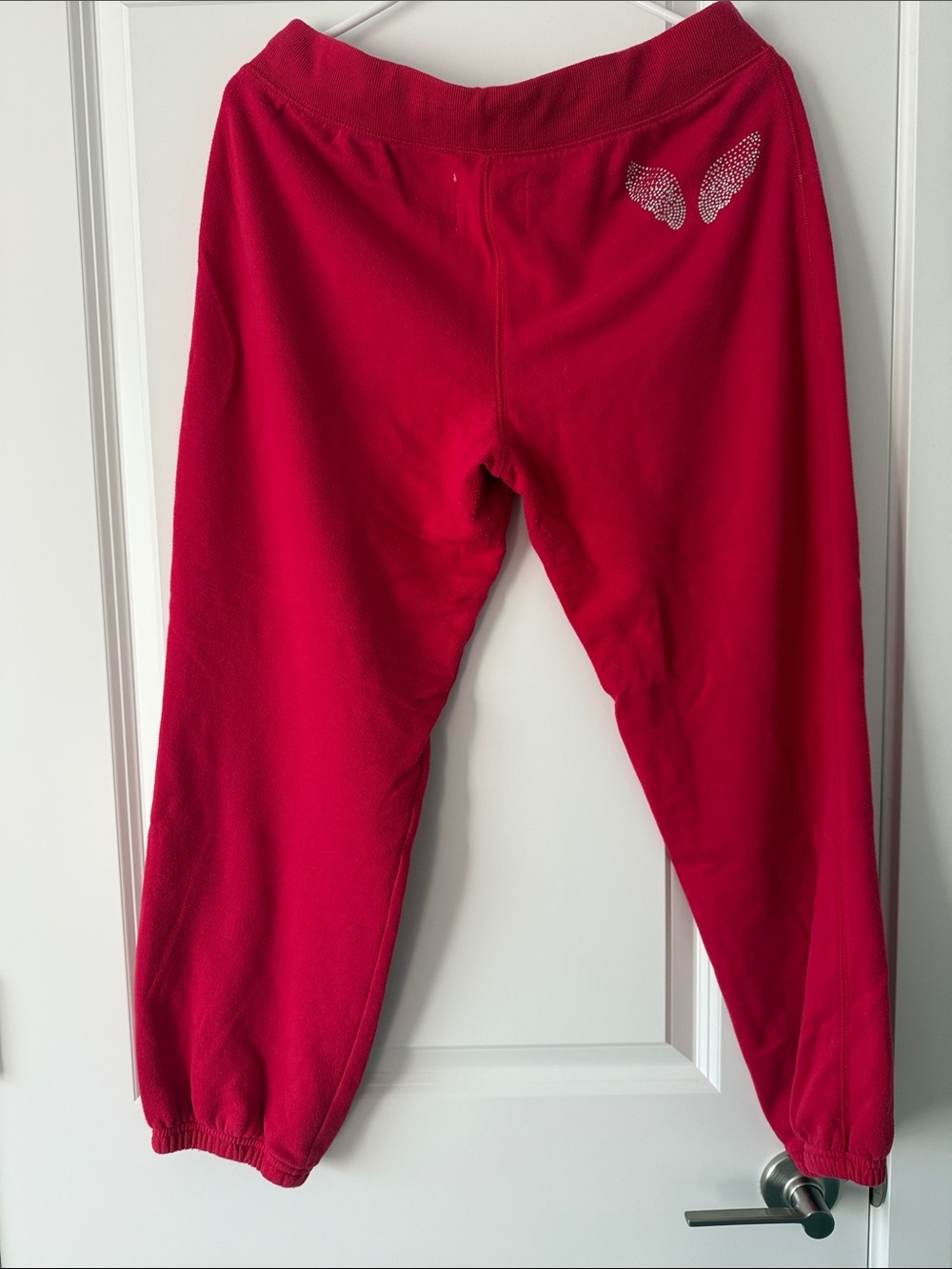 Victoria’s Secret Angels dark pink sweatpants with Rhinestone Wing Accent